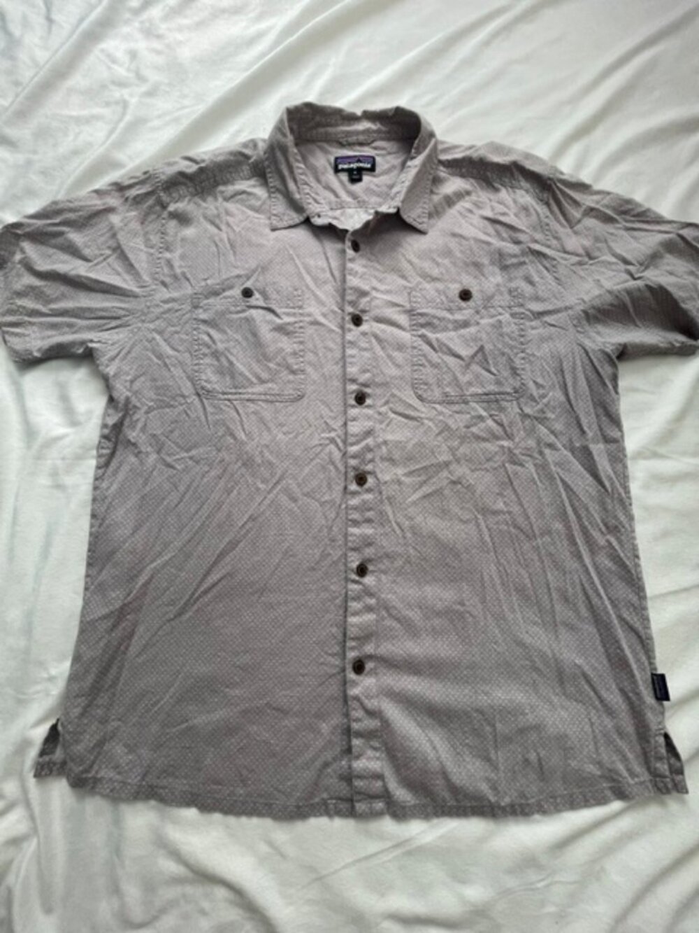 Patagonia Men's Short Sleeve Button Down Shirt, Brown, Size XL